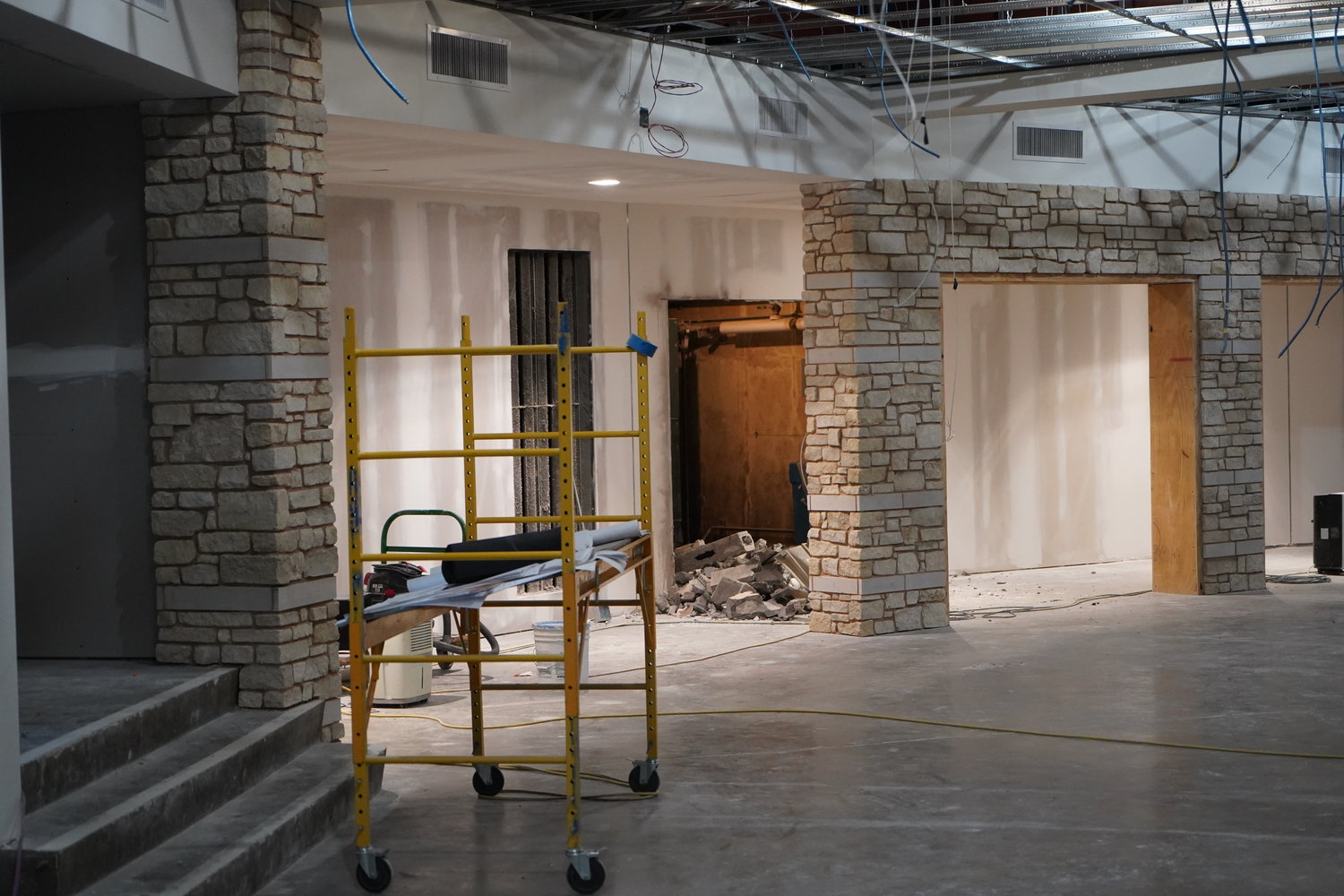 Work progresses on vast improvements to the downstairs Undercroft of the Cathedral of St. Joseph in Jefferson City. The work is part of a yearlong renovation and expansion of the 53-year-old Cathedral to upgrade the building’s aging systems while enhancing its beauty, functionality, capacity for hospitality and uniquely Catholic identity.